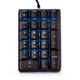 Qisan Teclado numérico mecánico GATERON Interruptor azul con cable azul hielo retroiluminación teclado para juegos, 21 teclas, diseño ampliado portátil, accesorios para portátiles | teclado para