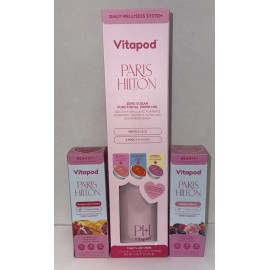 Paris Hilton Pink 22oz Vitapod Water Bottle + 6 Pods W/ Electrolytes Starter Kit