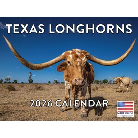 Texas Longhorn Calendar 2026 Cattle Monthly Wall Calender 12 Month | American Made In The USA