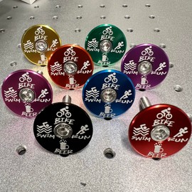 Triathlon Triathlete Race Multisport - Swim Bike Run Beer Bicycle Stem Top Cap (Purple)