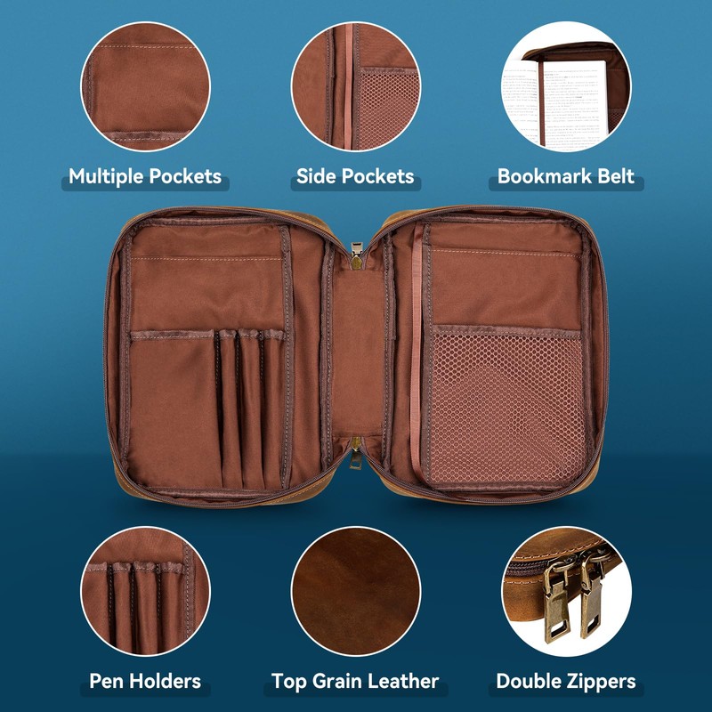 Carpetene Genuine Leather Bible Cover Cowhide Bible Case for Men