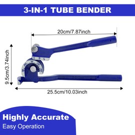 Pipe Bender, Pipe Bending Tool, 3-in-1 Pipe Bending Machine, 180 Degree Pipe Bending Device, Manual Pipe Bending Pliers for 1/4 Inch, 5/16 Inch, 3/8 Inch, Aluminium Brass Copper Tube, Thin Hollow