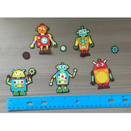Robots Iron on Fabric Appliques Pre-Cut