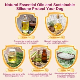 Allyeah Natural Flea and Tick Collar for Dogs - 4 Pack, Waterproof, Adjustable Size for Small Medium and Large Dog