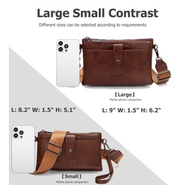 myfriday Vintage Leather Camera Crossbody Bag for Women, Stylish Two Layer Shoulder Bag Purse with Removable Card Slots