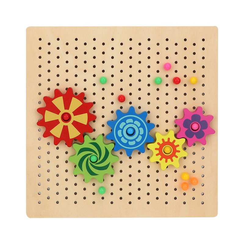 Wooden Peg Board Game DIY Mushroom Nails Jigsaw Puzzle Preschool