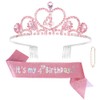 Jaciya 4th Birthday Crown & Sash Pink Birthday Decorations