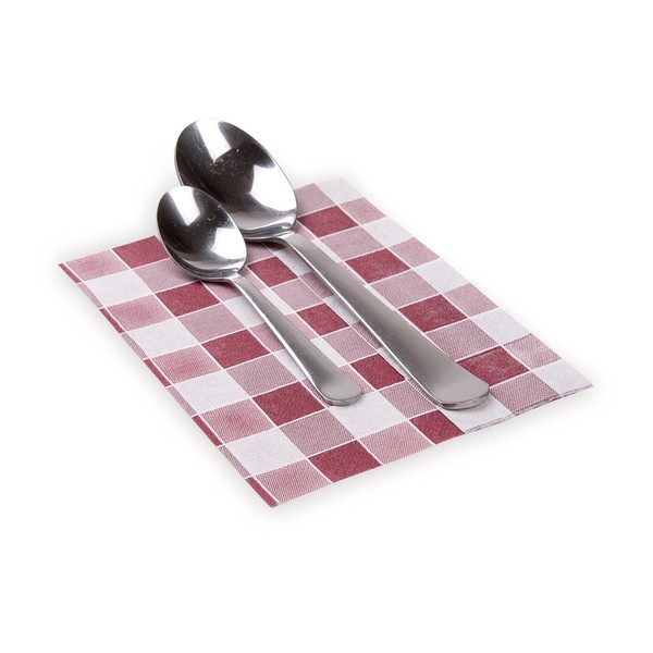 Restaurantware Luxenap 7 x 13.5 Inch Checkered Napkins 7000 Pre-Folded Picnic Napkins - 1-Ply Bordeaux Paper Disposable Dinner Napkins For Parties Or Everyday Use Soft