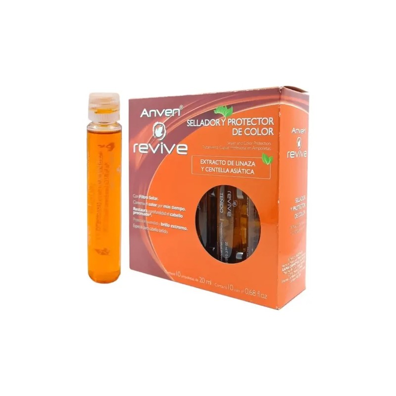 Caja Ampolletas Teñido Anven Revive Sellador Color C/10pzas