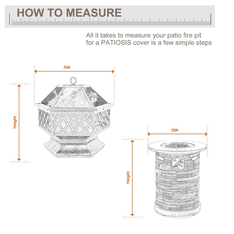 PATIOASIS Round Fire Pit Cover 40 inch Dia Waterproof 600D