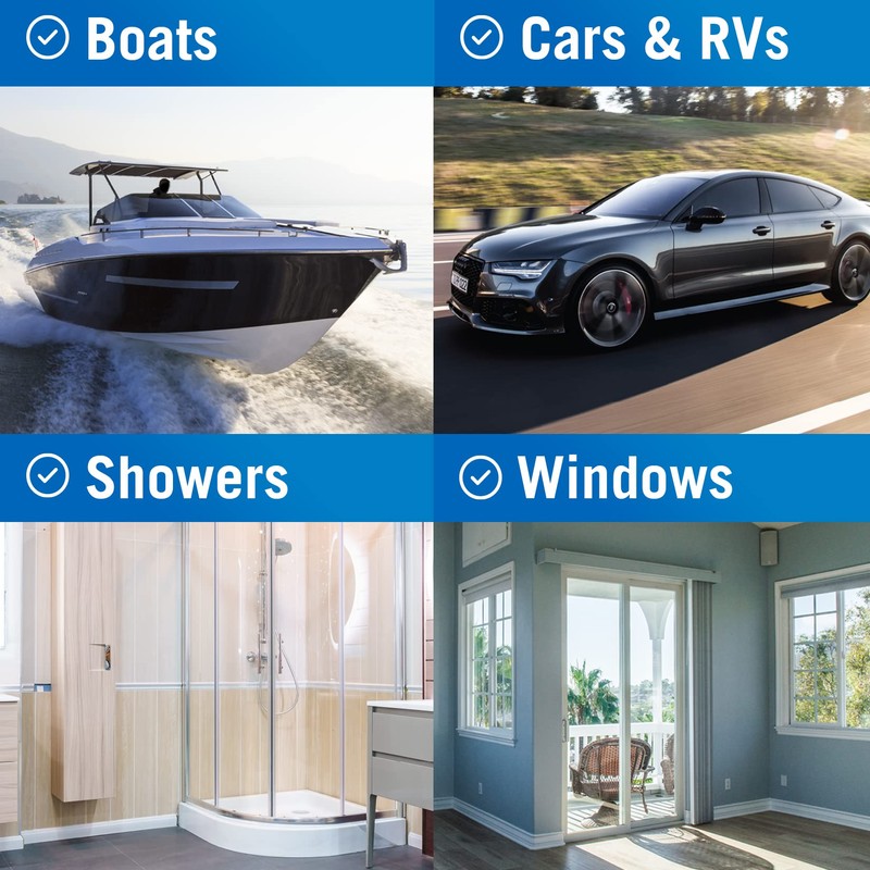 Window Squeegee with Long Handle and Scrubber, for Car, Boat,