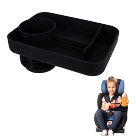 Car Cup Holder Tray -Expander- 3 in 1 Detachable Silicone Food Table Tray - Fits Most Car Seats, Road Trip Essentials Accessories Gadgets