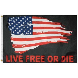 3x5 USA Live Free Or Die Black Premium 100D Woven Poly Nylon Flag Banner
