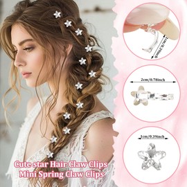 Oblihumoy 30Pcs White Star Rhinestone Small Hair Clips for Women Girls Cute Mini Hair Clip Wedding Party Hair Accessories & Fancy Gifts for Mom Partner Friends