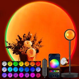 Neroupe Neroupe Sunset Lamp Projector with APP & Button Control, 360 Degree Rotation Multiple Colors Changing LED Lamp Night Light, Sunset Light for Bedroom Decor/Party/Christmas Gifts/Tiktok Live/Room Decor