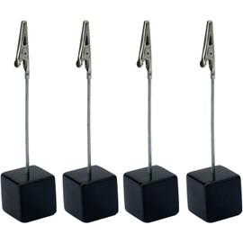 4 Pcs Black Memo Clip Holders Stand with Alligator Clasp Pictures Card Paper Note Clip for Office Home Use, Workspace Organizers Desk Accessories