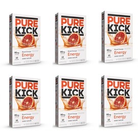 Pure Kick Energy Singles To Go Drink Mix, Blood Orange, 6 Boxes, 6 Packets Per Box (36 Single Servings)
