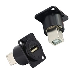 QIANRENON Panel Mount USB A to USB B Printer Scanner Adapter Extender Panel Mounting Socket USB A-Female to B-Female Converter