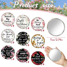 36 Pcs Mini Christian Compact Mirror Christian Gifts Bulk Floral Bible Verse Mini Compact Mirrors Religious Scripture Gifts Inspirational Portable Mirror for Women Coworkers Church Party Favors