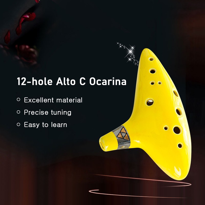12-hole Alto C Ocarina Portable Musical Instrument with Protective Bag