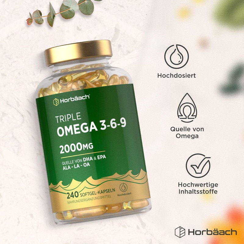 Horbaach Omega 3 6 9 Capsules High Dose 2000 mg