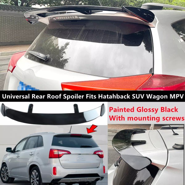 Unbranded Universal ABS Gloss Black Rear Roof Spoiler Wing Fit