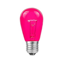 Novelty Lights 25 Pack S14 Outdoor Patio Edison Replacement Bulbs, E27 Medium Base, Pink, 11 Watt
