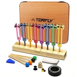 TENFLY TENFLY Chakra Tuning Forks Set for Healing, 7 Chakra+1 Soul Purpose Weighted Tuning Forks for DNA Healing, Chakra, Sound Therapy etc, Multicolour(126.22 Hz, 136.1 Hz, 141.27 Hz, 172.06 Hz etc)