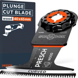 Presch Multitool Blade for Wood 40x65mm - Starlock Multitool blade for tool-free replacement - Clean, precise results thanks to Japanese toothing & Curved-Tec design - Precise oscillating saw blade