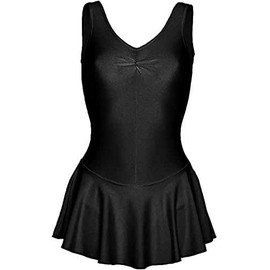 BODYWEAR LTD Girls Skirted Sissy Leotard - Shiny Nylon – Comfortable - Performance Wear - Dance Class Essential - Ballet - Shows, Dance Classes, Uniforms & Gymnastics (Black, 9-10 Years)
