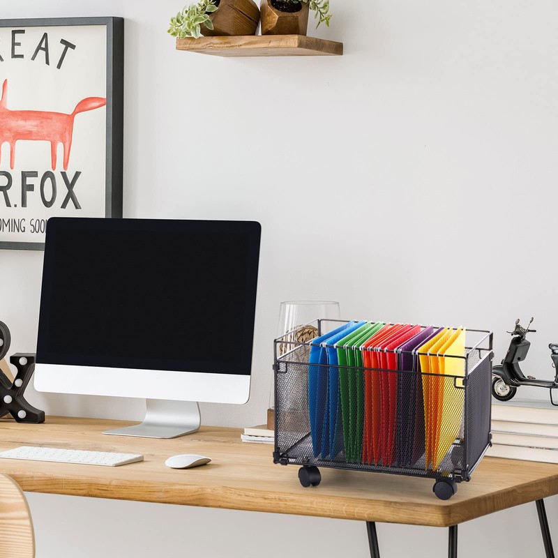 Harloon 2 Pack Mesh Rolling File Carts with Wheels Hanging