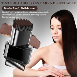 2 en 1 Portátil Peine para Tinte de Cabello, Marrón | Stick Cubre Canas para Mujer, Barra para Cubrir Canas Rápido, Impermeable y Antisudor, Unisex