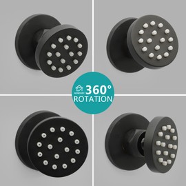 HOMEDEC 2inch Round Brass Showerhead Shower Jet Massage Spa Body Sprays Wall Mount, 4pcs, Matte Balck