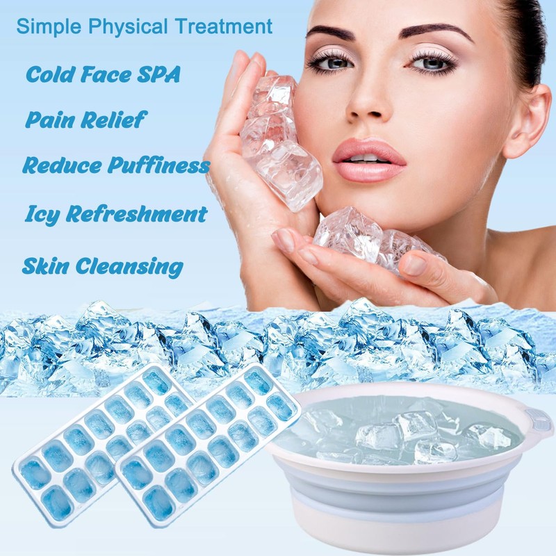 Facial Ice Bath Kit with Foldable Face Bowl for Massage,