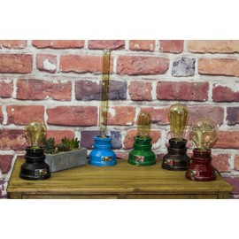 Y-Nut Loft Style Lamp,"Corporal Blue" Steampunk Industrial Vintage Style, Water Pipe Table Desk Light with Dimmer, Aged Rustic Metal (Blue)