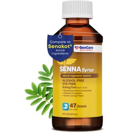 GenCare - Senna Syrup Liquid Laxative (8 Fl Oz Bottle) All Natural Vegetable Sennosides Active Ingredient | Easy to Swallow Constipation Relief for Adults and Kids 12 and Older | Best Value Size