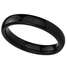 DoubleAccent 4mm Titanium Wedding Bands Promise Rings Black High Polished Classy Domed Comfort Fit Ring