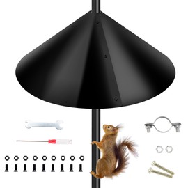 Squirrel Proof Baffle, Pole Mount Squirrel Guard Stopper for Shepherd Hooks - (Black, 16inch,1 Pack)