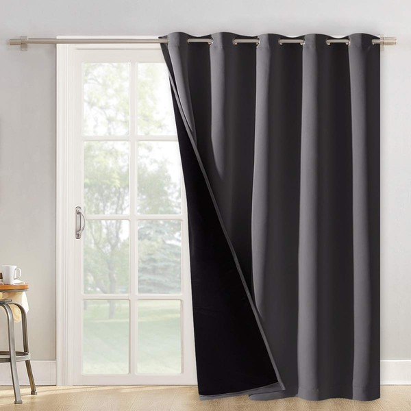 NICETOWN Total Shade Patio Door Curtain, Heavy-Duty Full Light Shading Sliding Door Drape Room Divider Curtain, Vertical Blinds for Window（1 Panel, 70 inches Wide x 84 inches Long, Gray