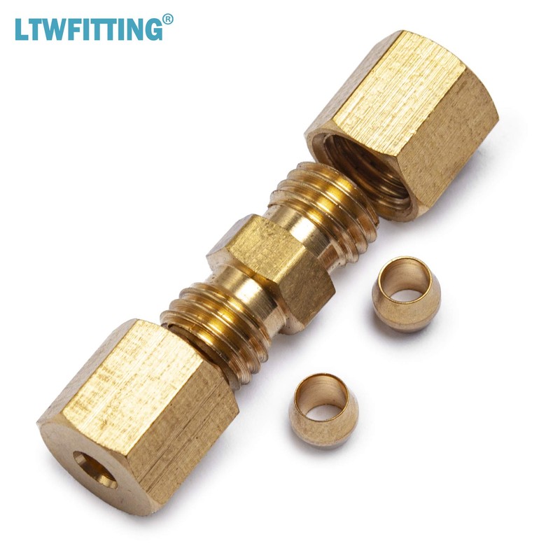 LTWFITTING 1/8-Inch OD Compression Union,Brass Compression Fitting(Pack of 10)