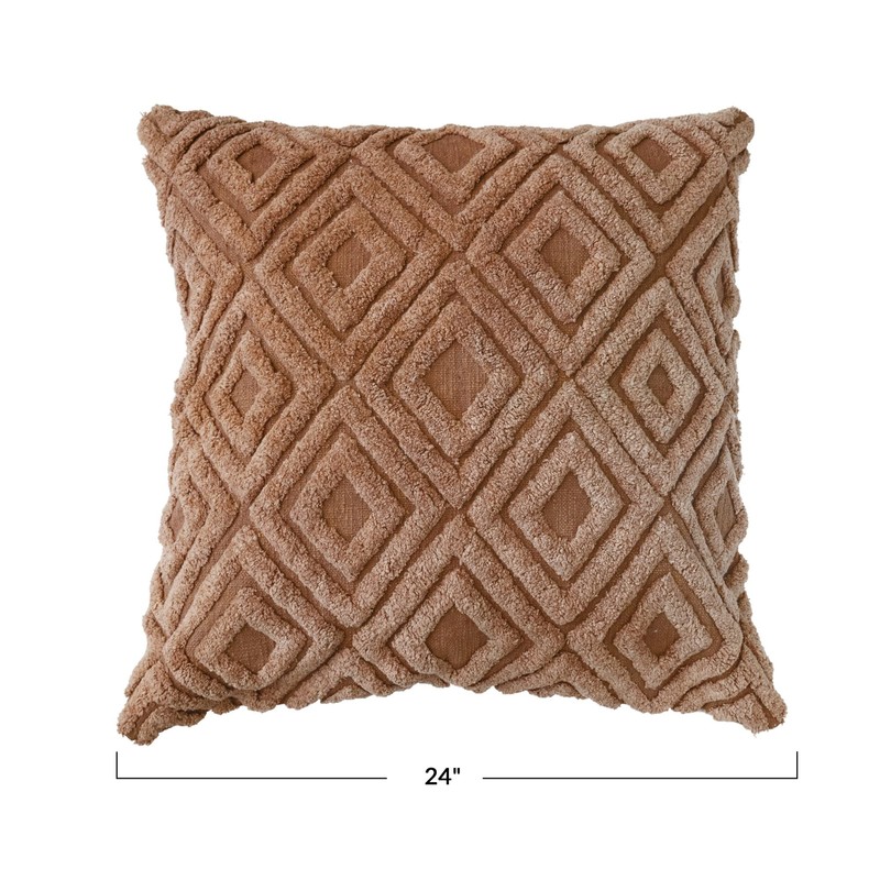 Bloomingville Cotton Throw Tufted Diamond Pattern, Brown Pillow