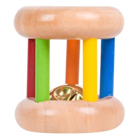 Toddmomy Baby Wooden Rattle Roll Rainbow Rattles Bells Cylinder Rolling Drum Hand Handle Toy Crawling Toy Montessori Toy for Children Newborn Children