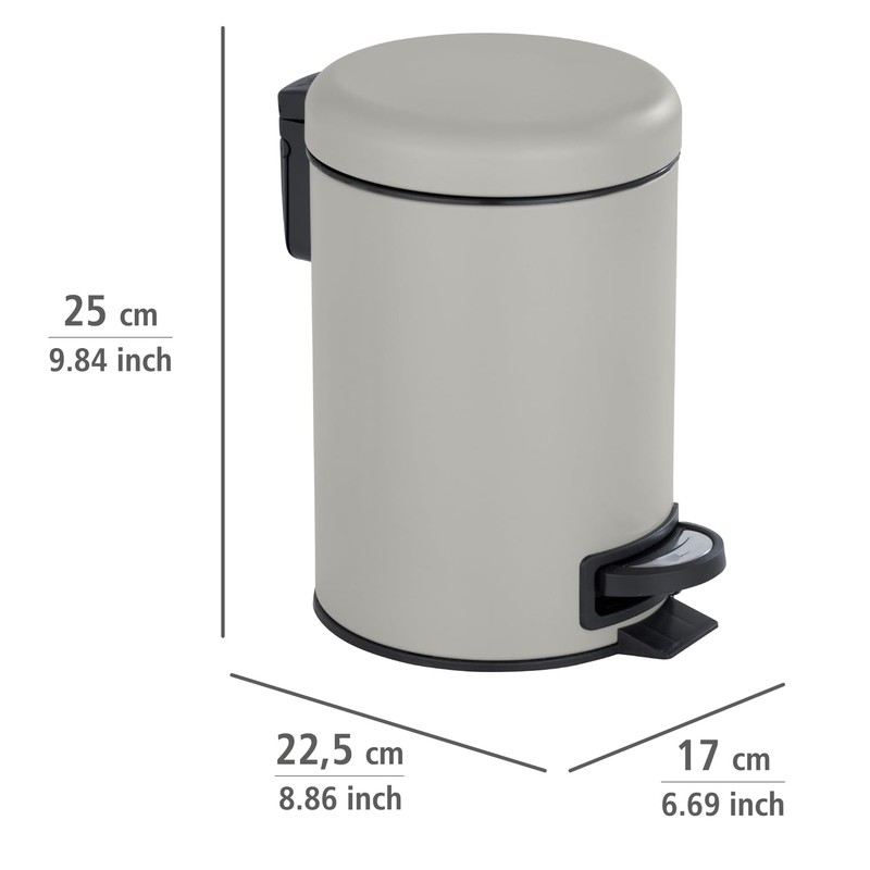 WENKO Cosmetic Pedal Bin Leman Taupe 3 L – Cosmetic