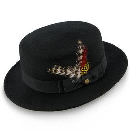 Walrus Hats Whistler Black Wool Felt Pork Pie Hat - H7016