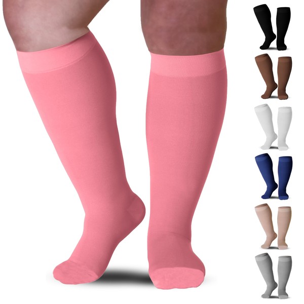 Mojo Compression Socks - Women's Closed-Toe Support Hose, 20-30mmHg - Ideal for Swelling, Spider Veins, and Deep Vein Thrombosis (Small, Pink)