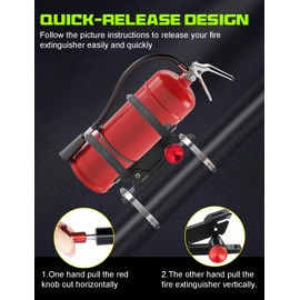 ADTOPI Car Fire Extinguisher Mount, Roll Bar Fire Extinguisher Holder Quick-Release Aluminum Adjustable Holder Bracket Compatible with Jeep Wrangler JK JKU JL JLU LJ TJ YJ 1987-2018