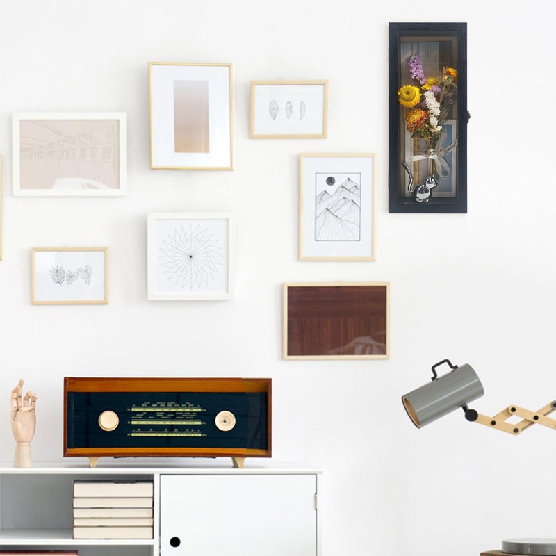 Hodeframe Shadow Box Frame 5x12.5, Wood Shadow Box Display Case