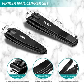 firiKer Nail Clippers Set, Heavy Duty Black Matte Stainless Steel nail Clipper with Nail File,Fingernail and Toenail Clipper Cutters, Nail Clipper Tools for Men & Women,Christmas Best Gift Tin Case
