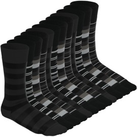 Pierre Calvini Mens Socks (12-Pack) - Plain, Striped, Argyle Formal and Everyday Cotton Rich Men's Socks - Comfortable and Breathable with Reinforced Heel and Toe - Multipack Black Socks Mens 6-11 UK