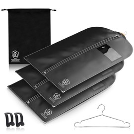 Divine Designs 3 x Garment Bag Suit + Shoe Bag Suit Bag Fabric 125 GSM Breathable and Waterproof Travel Protective Cover 102 x 60 cm, 100 x 60 cm